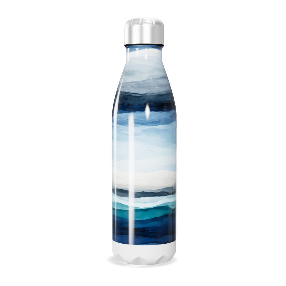 Garrafa Inox - Estampa Ondas Azul
