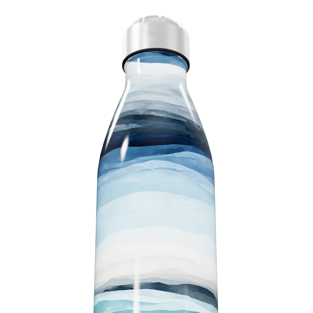 Garrafa Inox - Estampa Ondas Azul