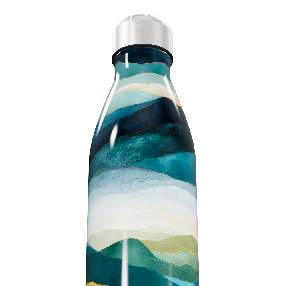 Garrafa Inox - Estampa Ondas Multicoloridas