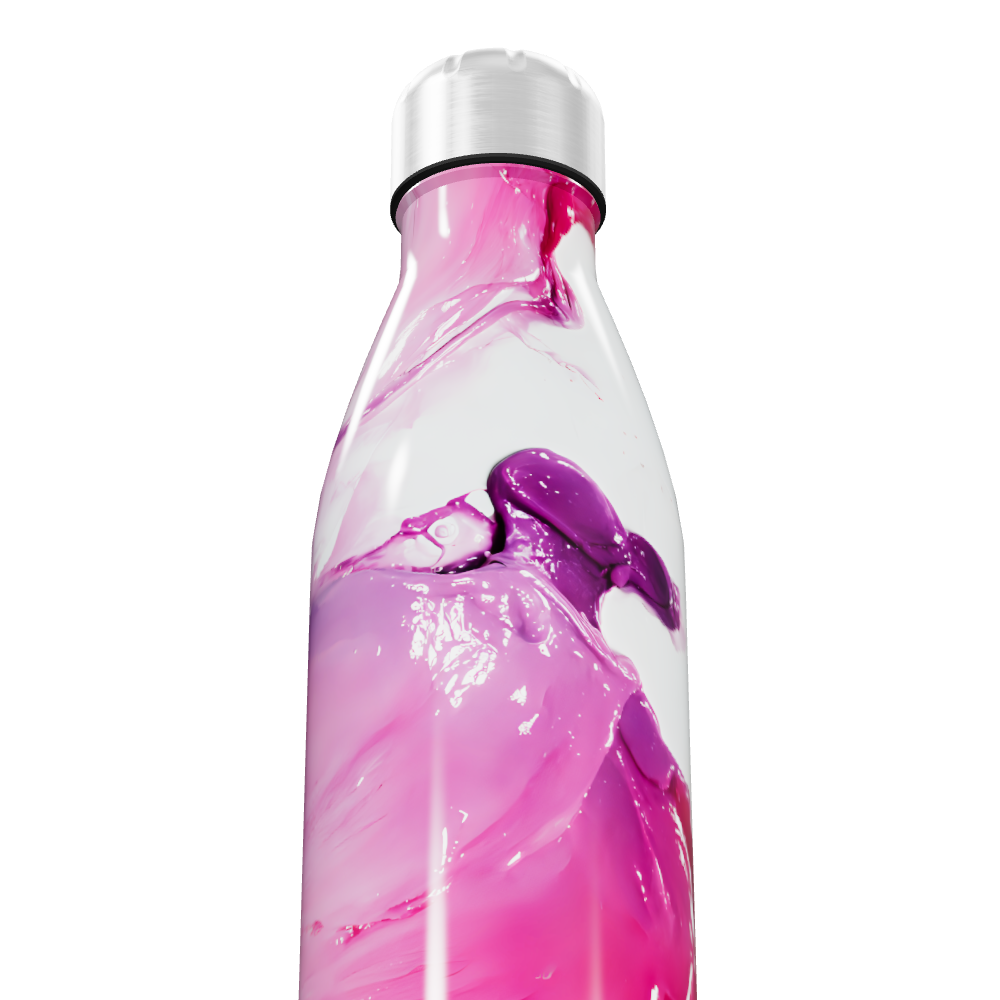 Garrafa Inox - Estampa Rosa e Roxa