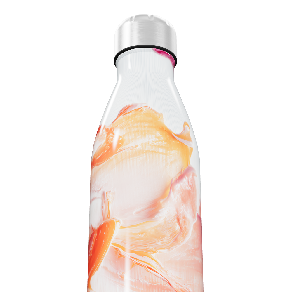 Garrafa Inox Branco - Estampa Abstrata