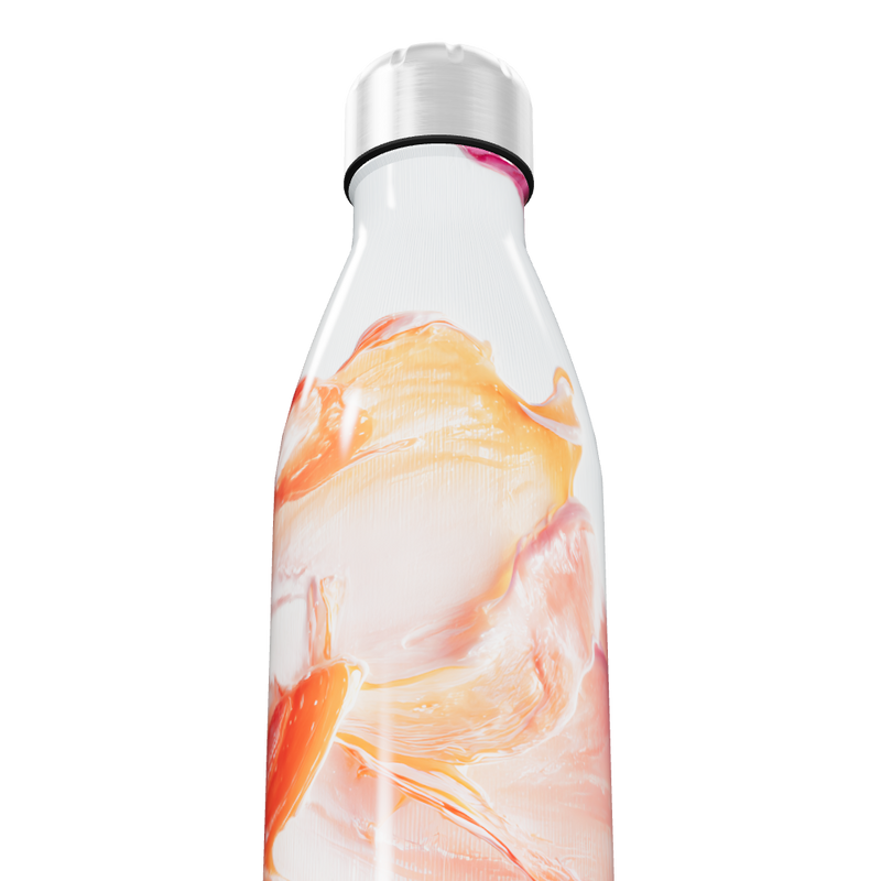 Garrafa Inox Branco - Estampa Abstrata