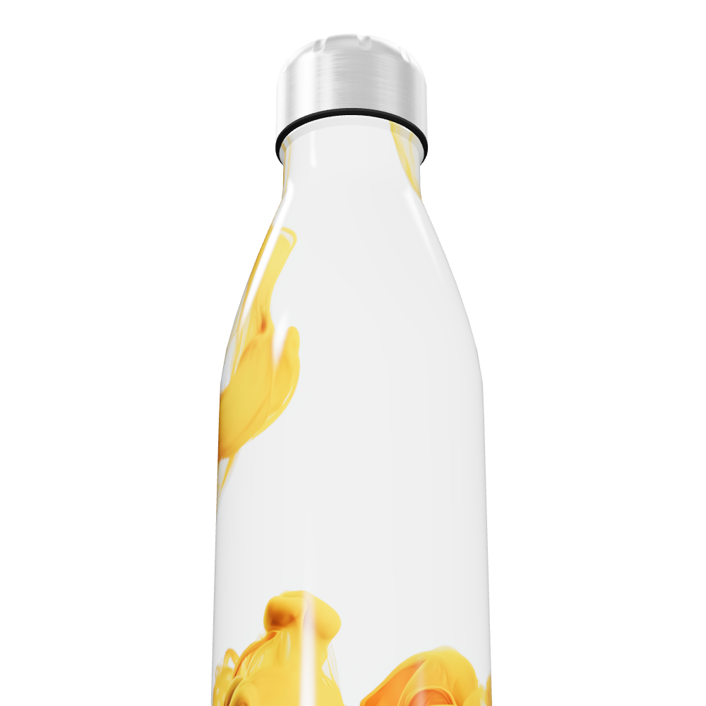 Garrafa Inox - Branca com Estampa Amarela