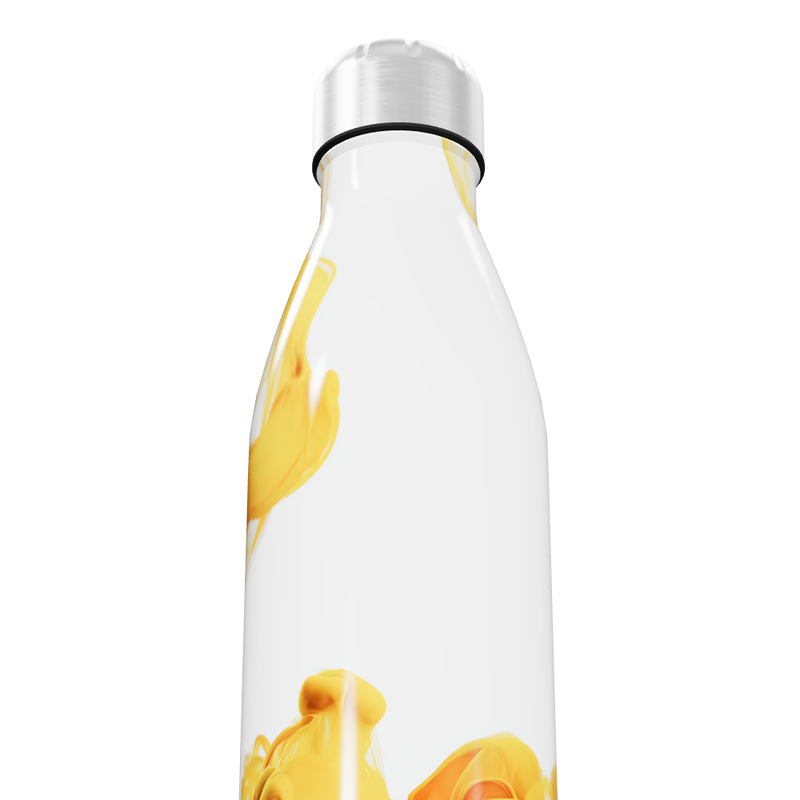 Garrafa Inox - Branca com Estampa Amarela