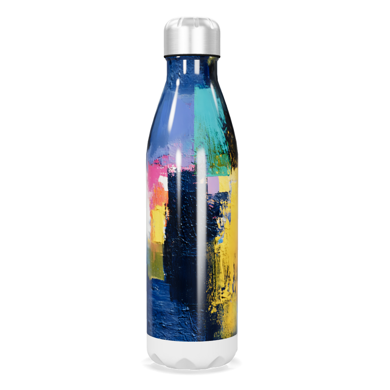 Garrafa Inox - Azul com Estampa Artística