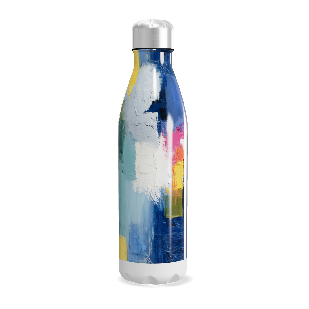 Garrafa Inox - Azul com Estampa Artística