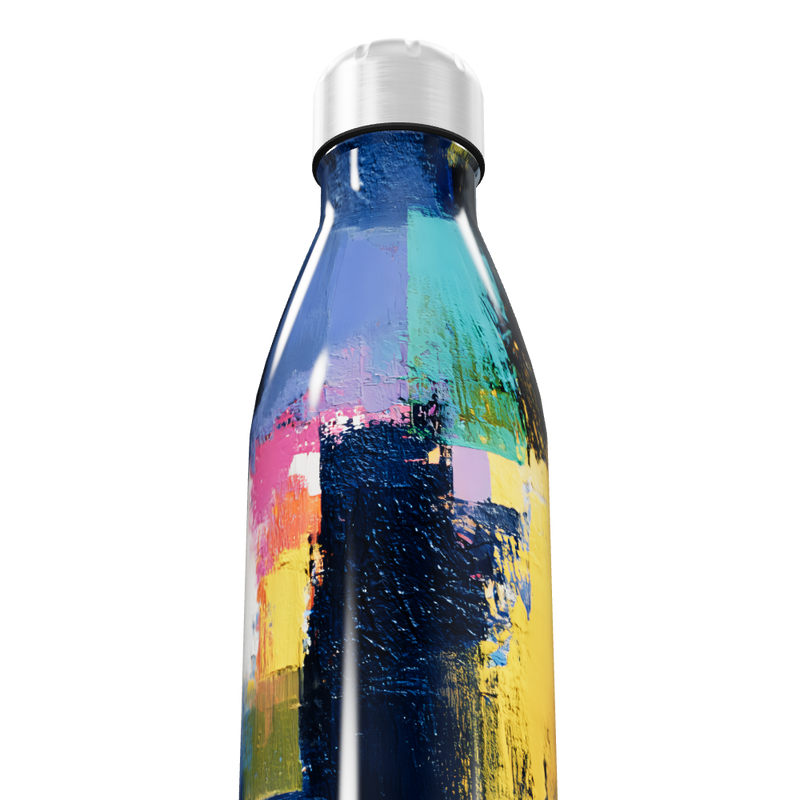 Garrafa Inox - Azul com Estampa Artística