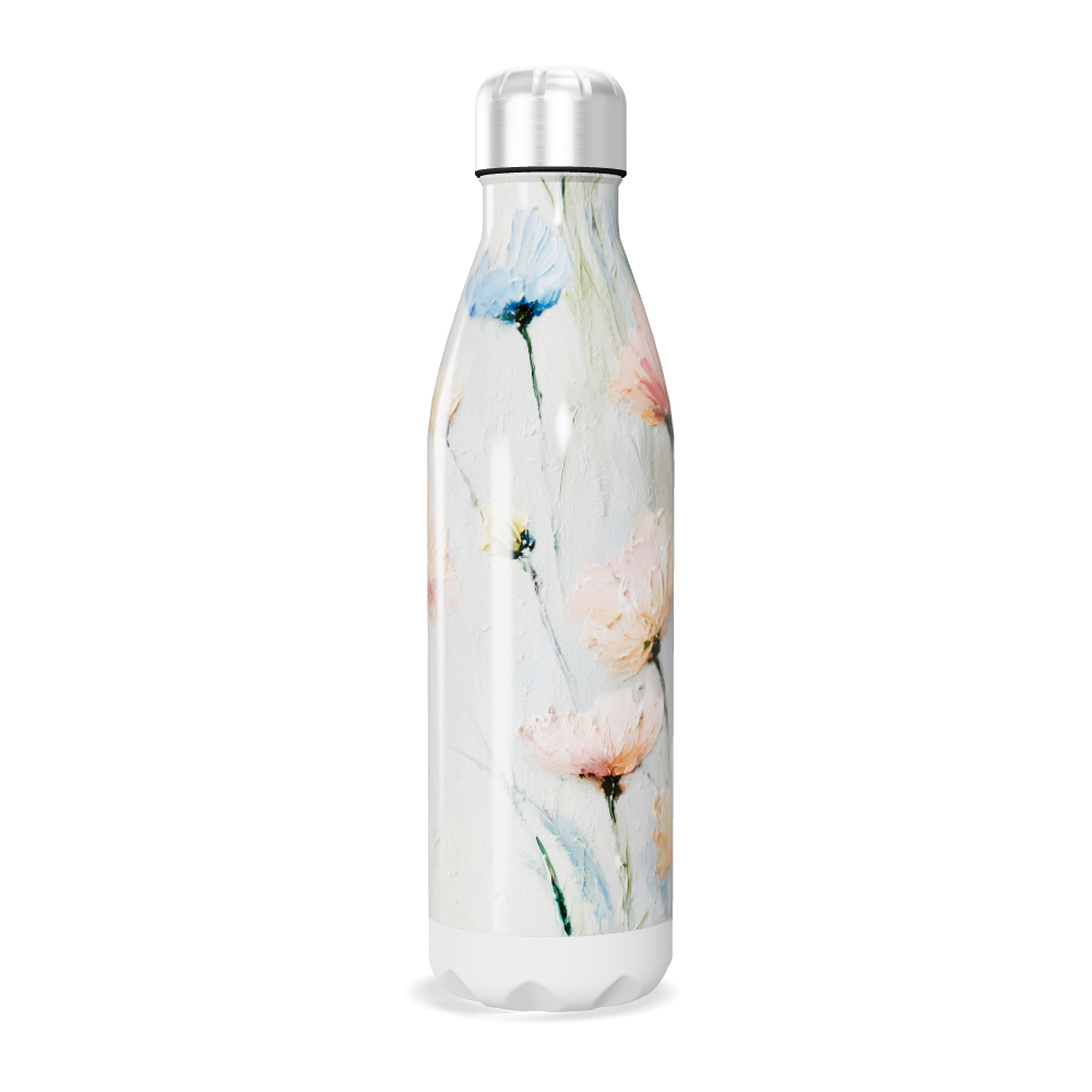 Garrafa Inox - Floral Branca