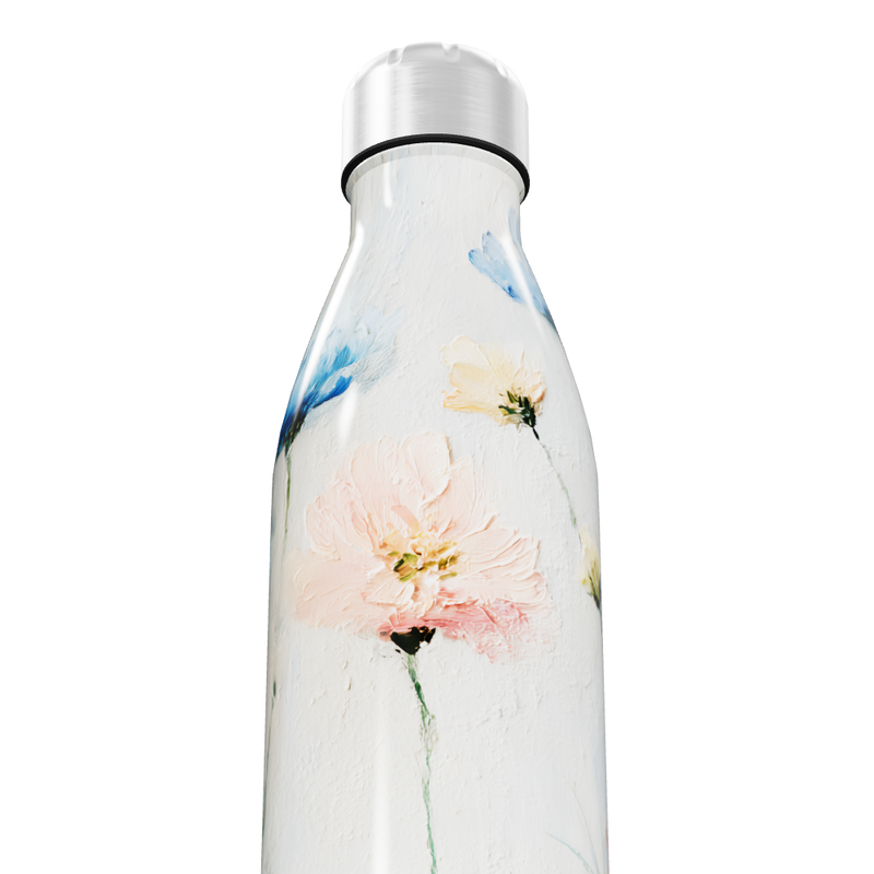Garrafa Inox - Floral Branca