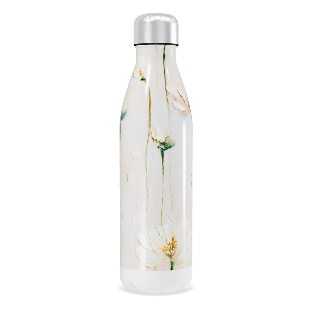 Garrafa Inox Flores Azul Branca