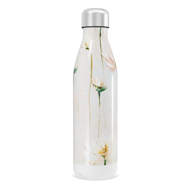 Garrafa Inox Flores Azul Branca