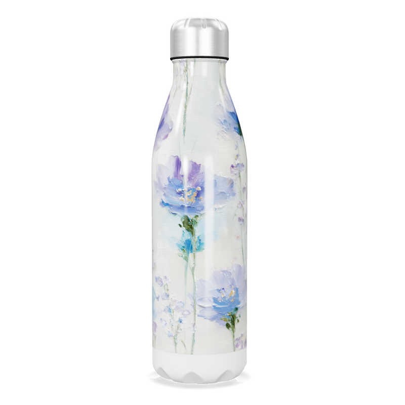Garrafa Inox Flores Azul Branca