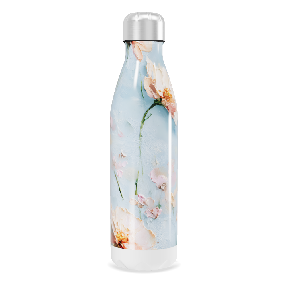 Garrafa Inox - Flores Azul e Laranja