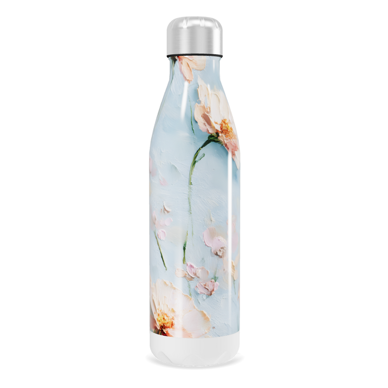 Garrafa Inox - Flores Azul e Laranja