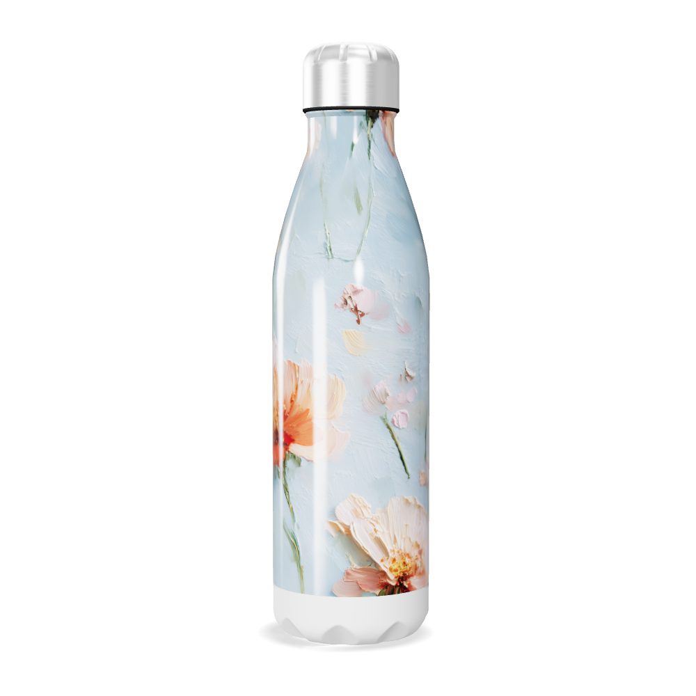 Garrafa Inox - Flores Azul e Laranja