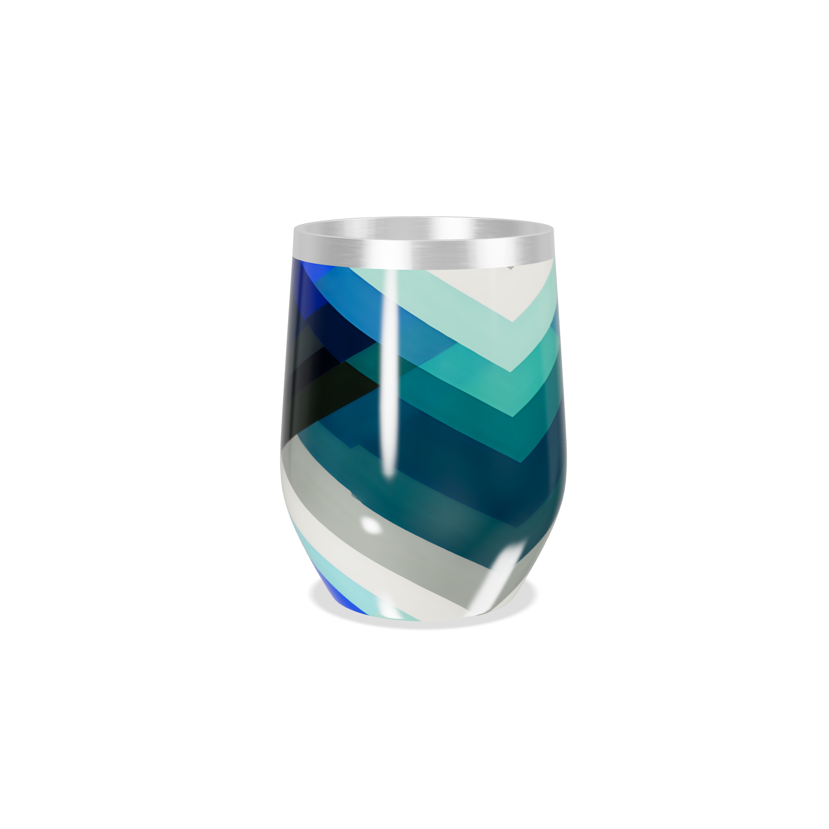 Copo Térmico Slim - Azul com Listras Geométricas