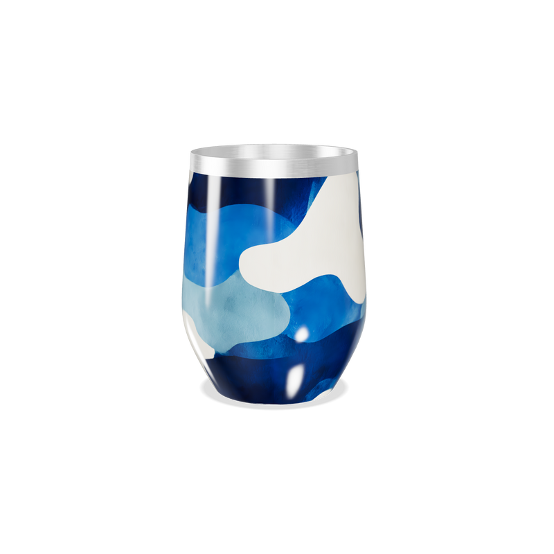 Copo Térmico Slim - Azul com Estampa Ondulada