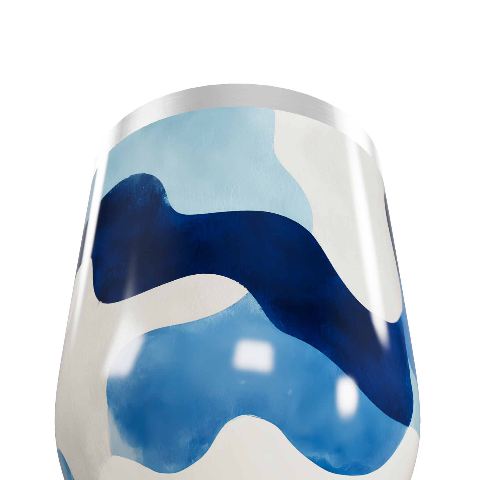 Copo Térmico Slim - Azul com Estampa Ondulada