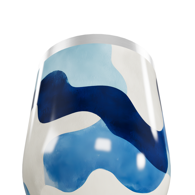 Copo Térmico Slim - Azul com Estampa Ondulada