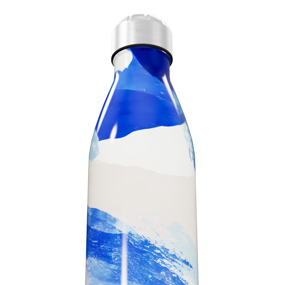 Garrafa Inox - Azul com Estampa Artística