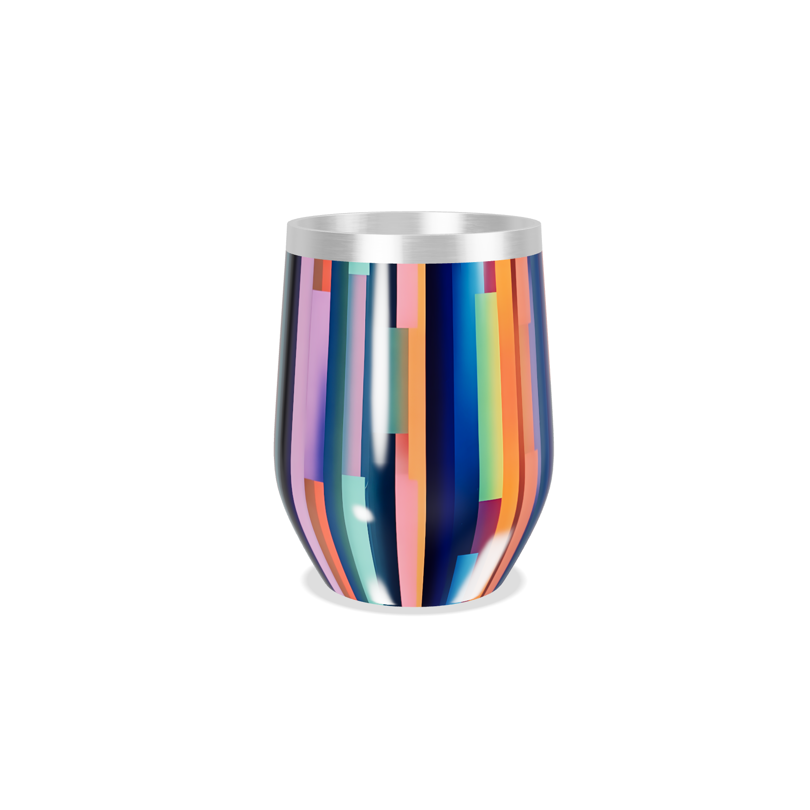 Copo Térmico Slim - Listras Coloridas Inox