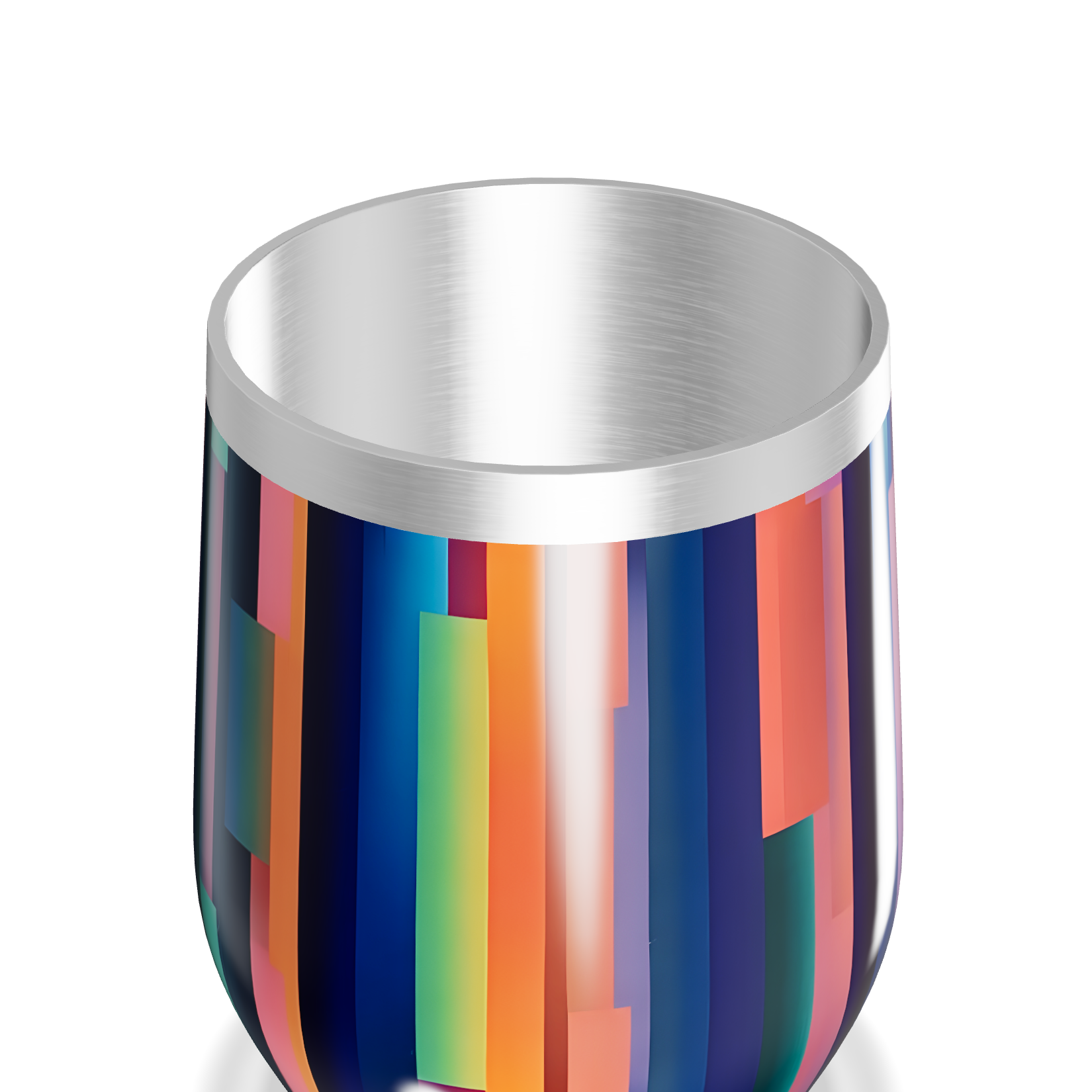 Copo Térmico Slim - Listras Coloridas Inox