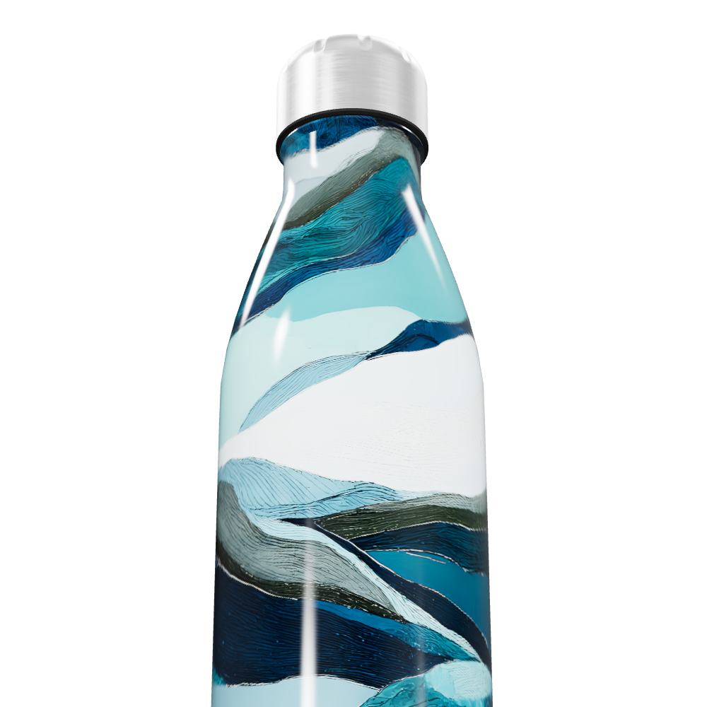 Garrafa Inox - Estampa Ondas Azul
