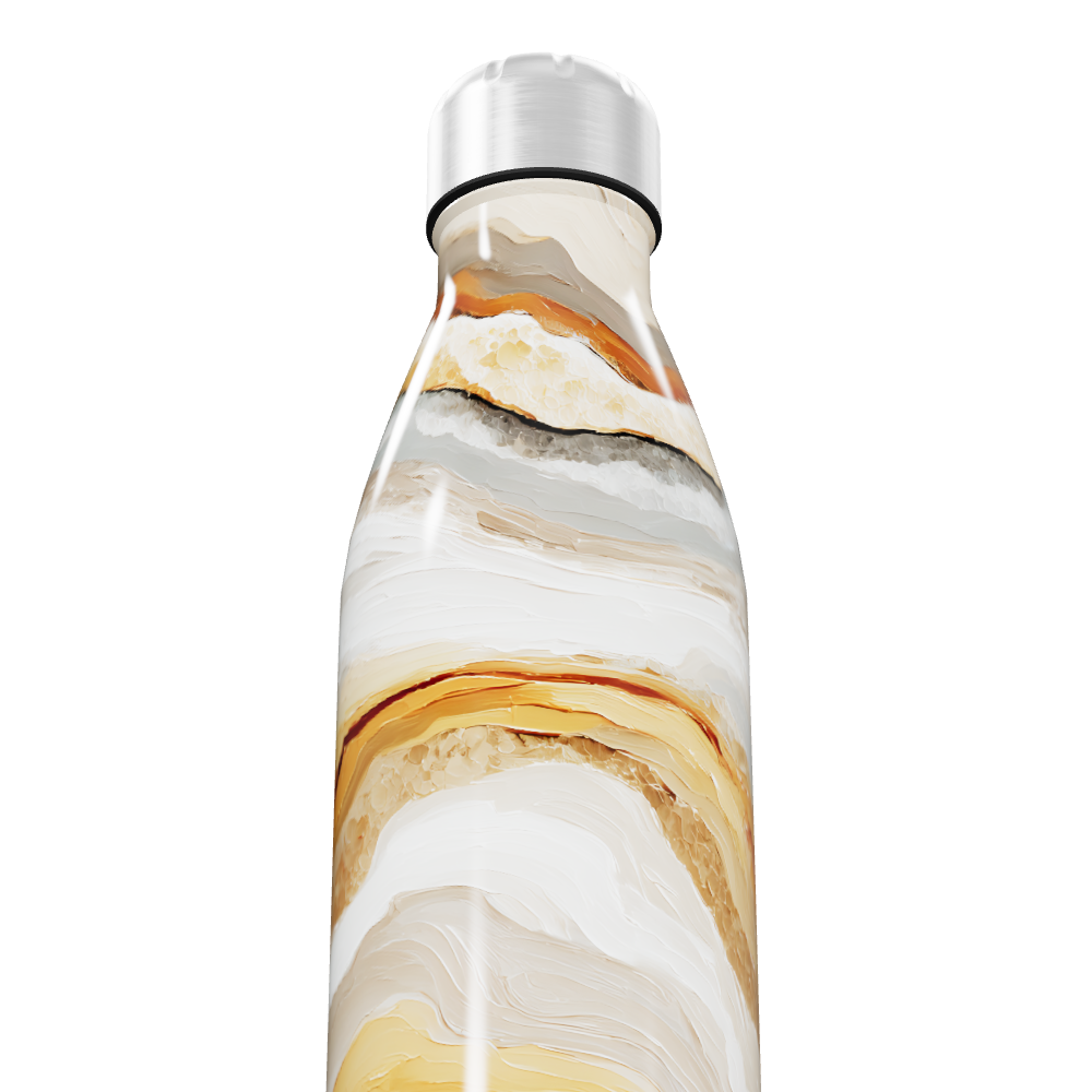 Garrafa Inox Estampa Mármore Bege
