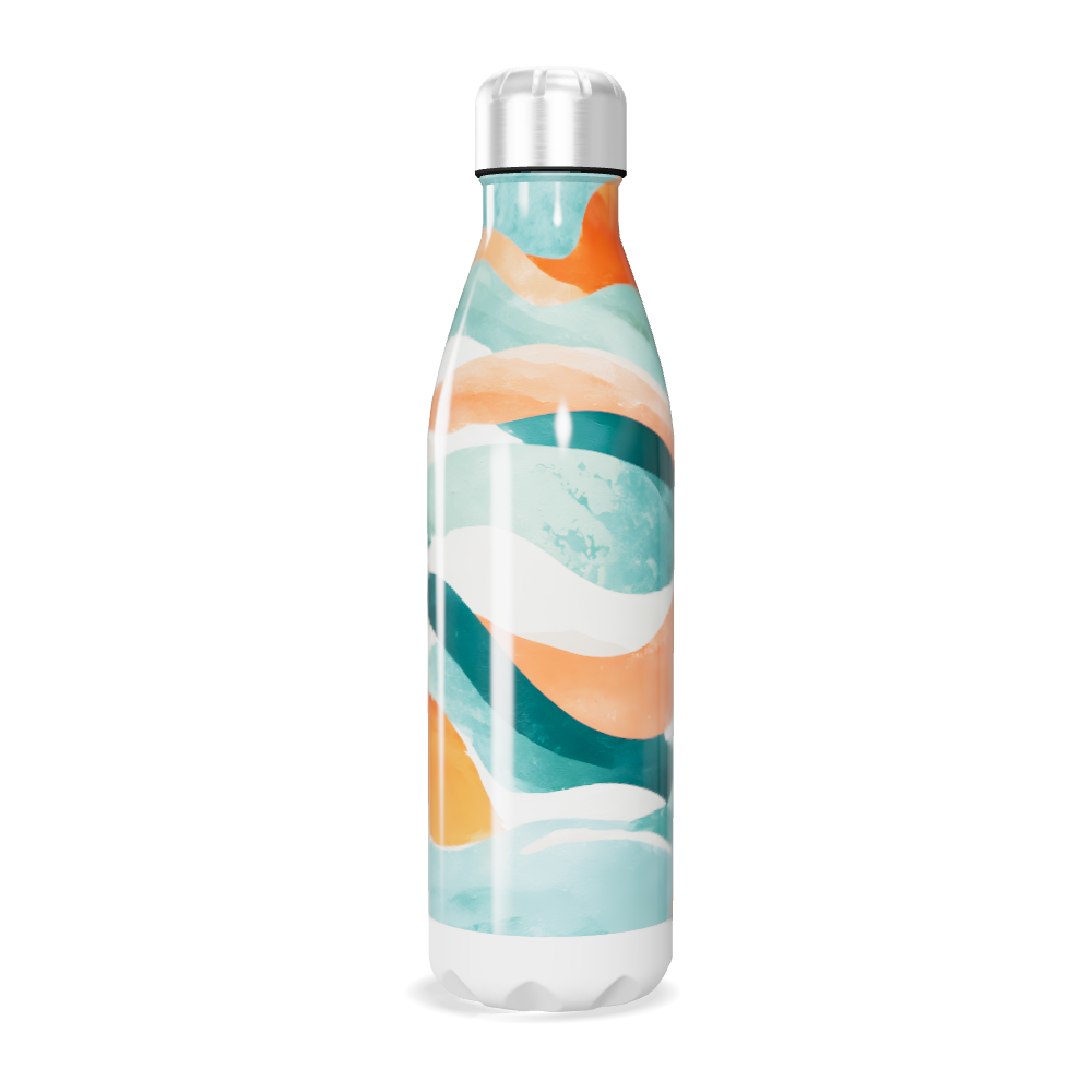 Garrafa Inox - Estampa Ondas Coloridas