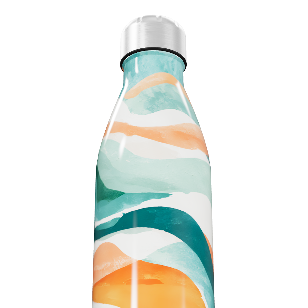 Garrafa Inox - Estampa Ondas Coloridas