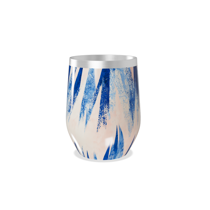 Copo Térmico Slim - Azul e Branco Abstrato