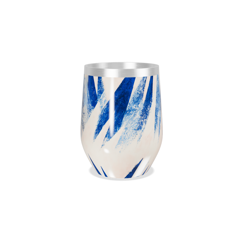 Copo Térmico Slim - Azul e Branco Abstrato