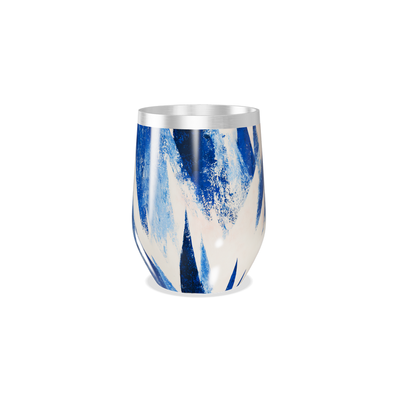 Copo Térmico Slim - Azul e Branco Abstrato