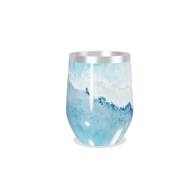 Copo Térmico Slim - Azul com Estampa de Ondas