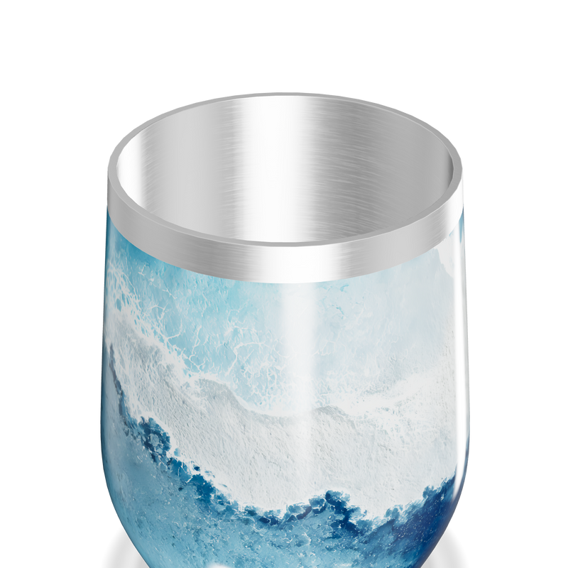 Copo Térmico Slim - Azul com Estampa de Ondas