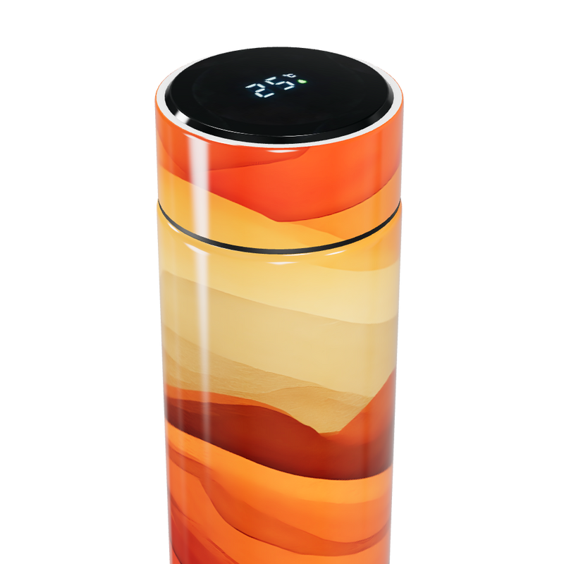 Garrafa Térmica Touch - Estampa Ondas Laranja