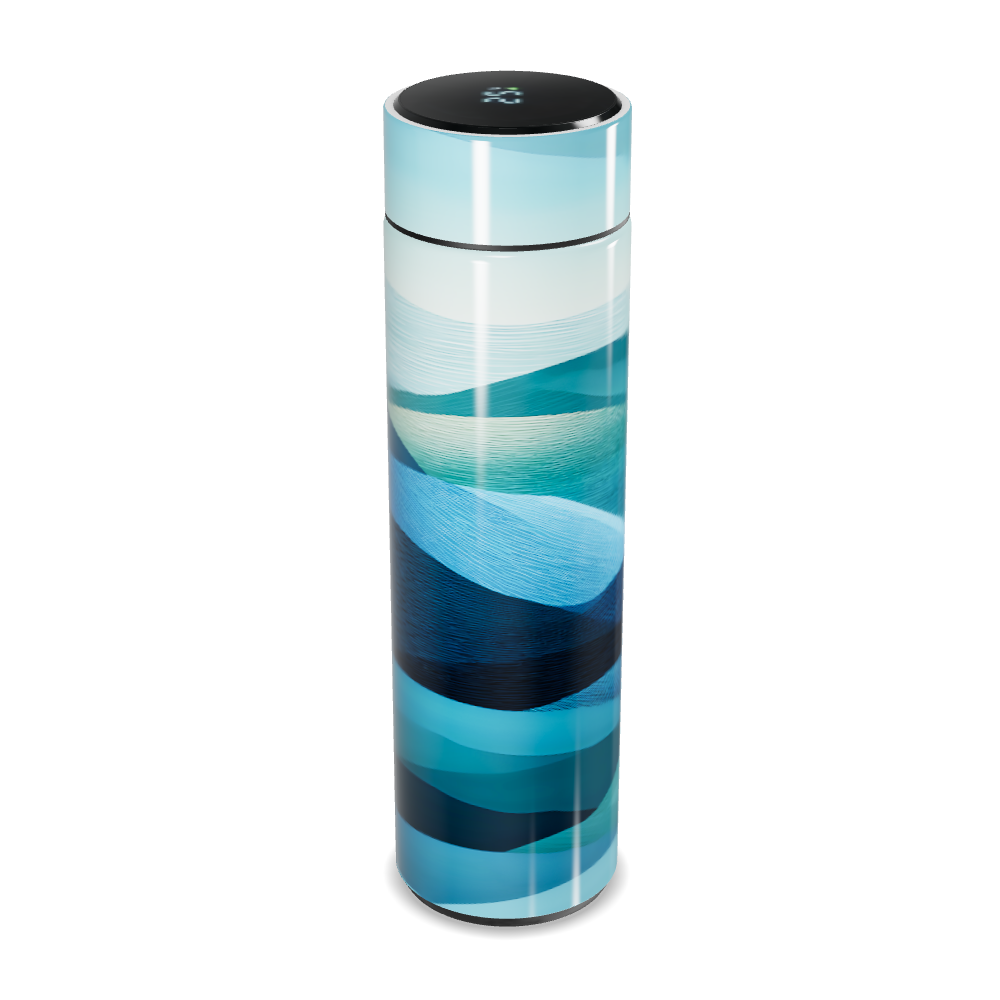 Garrafa Térmica Touch - Design Azul Ondulado