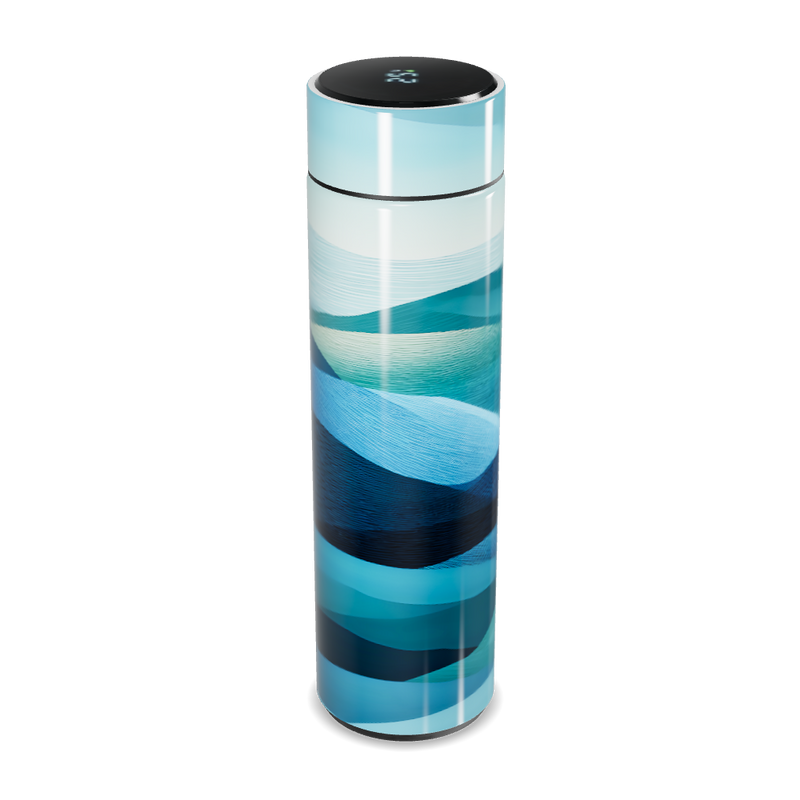 Garrafa Térmica Touch - Design Azul Ondulado