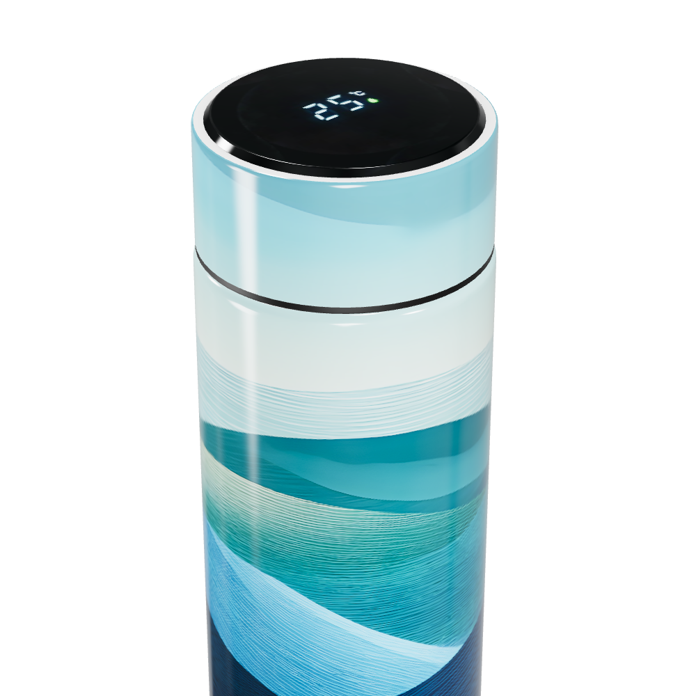 Garrafa Térmica Touch - Design Azul Ondulado