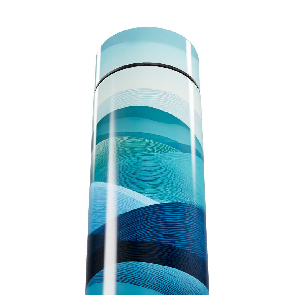 Garrafa Térmica Touch - Design Azul Ondulado