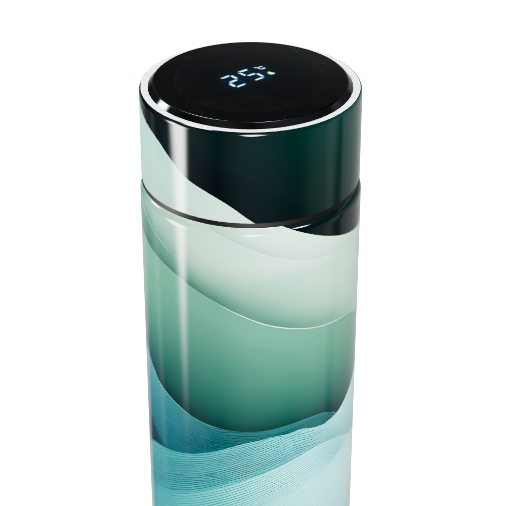 Garrafa Térmica Touch - Estampa Ondas Verde
