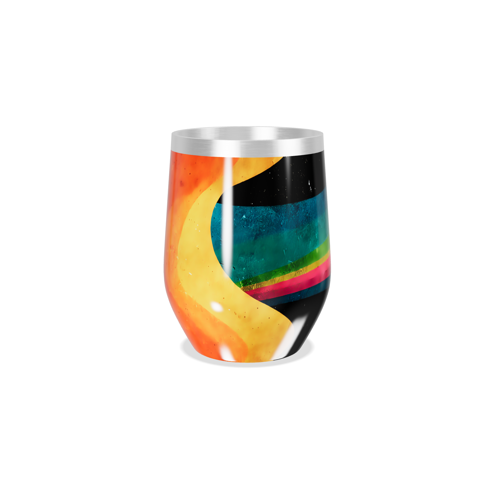 Copo Térmico Slim - Listras Coloridas Inox