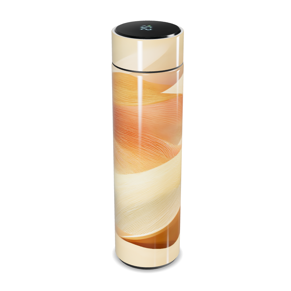 Garrafa Térmica Touch - Bege com Estampa Ondulada