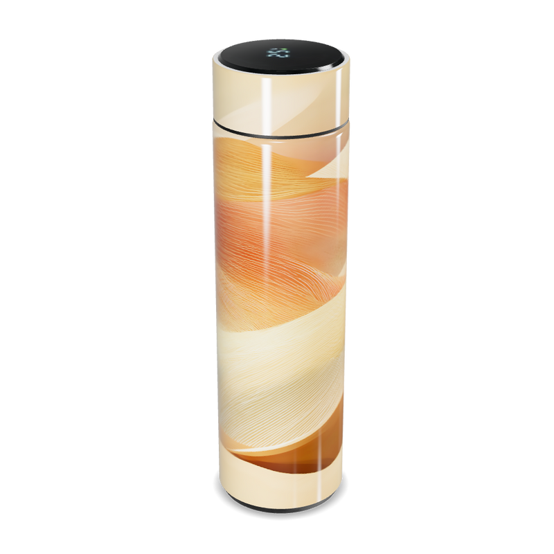 Garrafa Térmica Touch - Bege com Estampa Ondulada