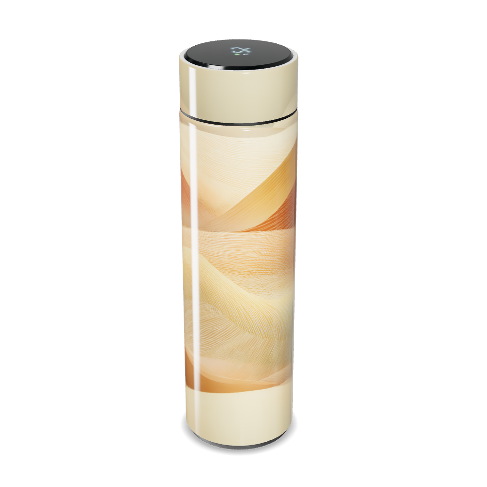 Garrafa Térmica Touch - Bege com Estampa Ondulada