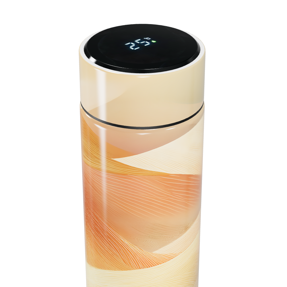 Garrafa Térmica Touch - Bege com Estampa Ondulada