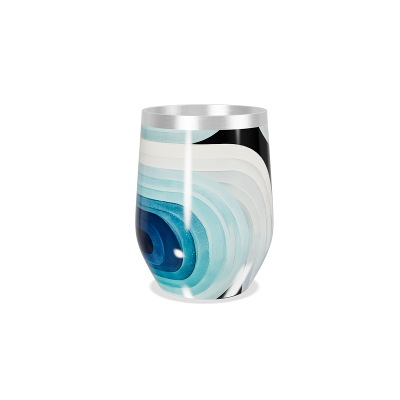 Copo Térmico Slim - Preto com Estampa Ondas