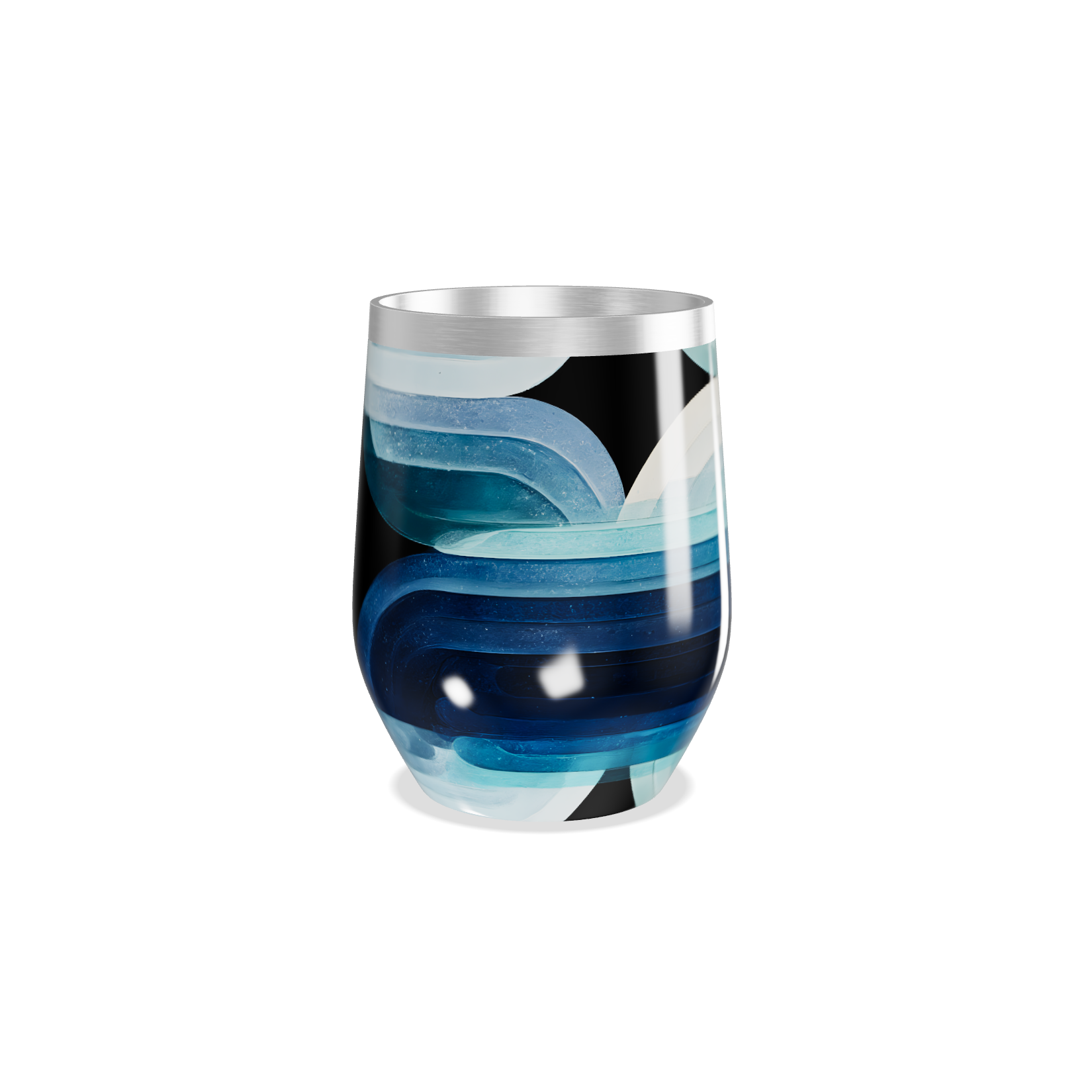 Copo Térmico Slim - Preto com Estampa Ondas