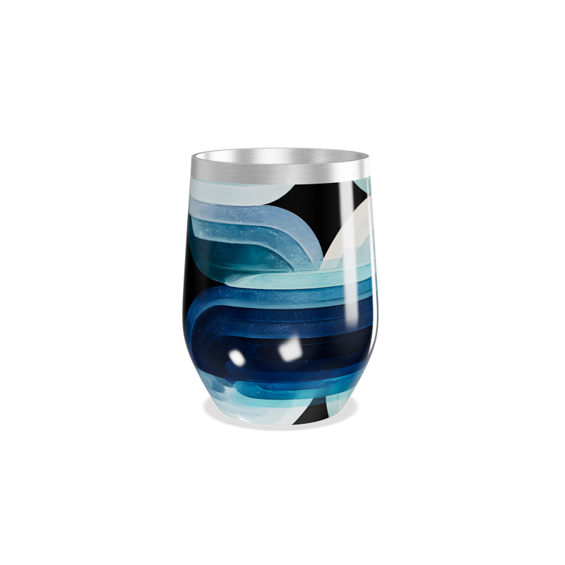 Copo Térmico Slim - Preto com Estampa Ondas