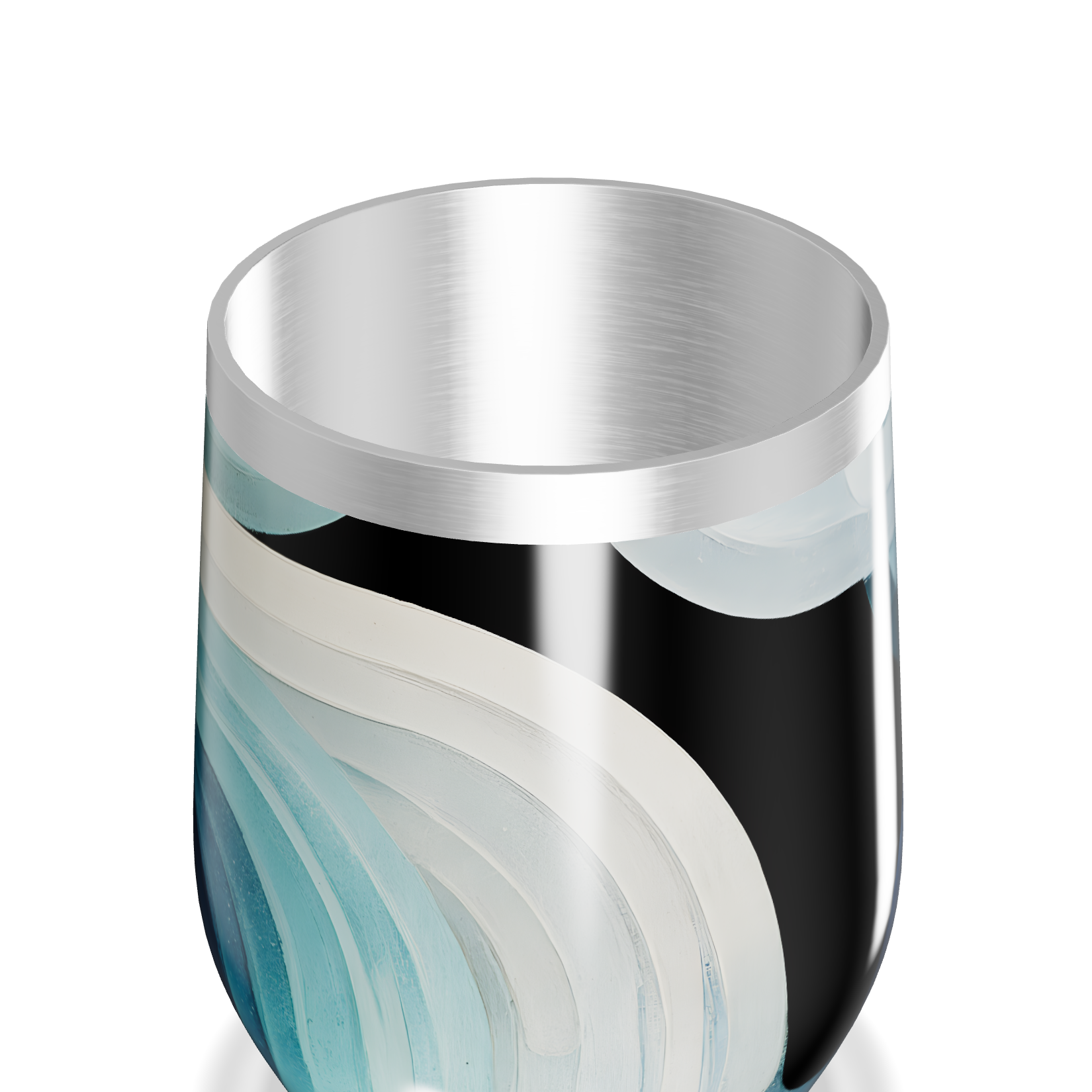 Copo Térmico Slim - Preto com Estampa Ondas